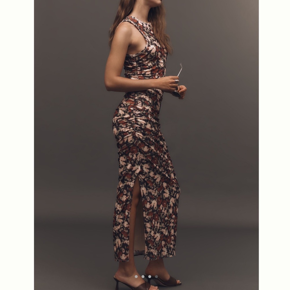 Anthropologie Sleeveless Cutout Slim Column Midi Dress Black Floral NEW Small - Picture 3 of 16